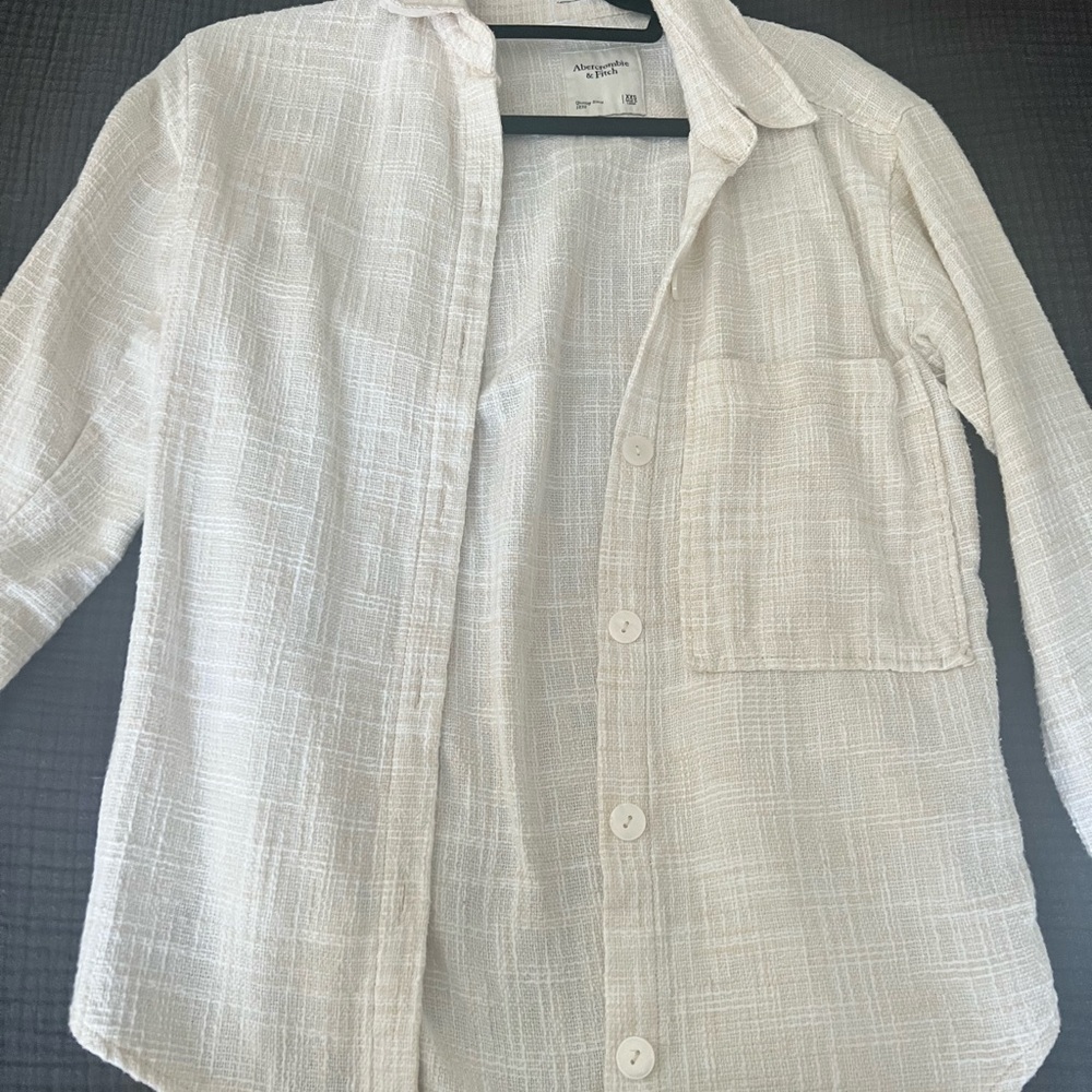 Abercrombie & Fitch Cream Textured Oversized Shirt